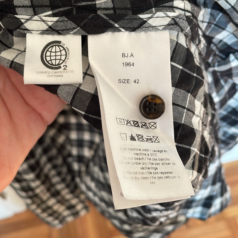 Ganni Long Sleeve Check Seersucker Wrap Dress - Picture 6 of 8